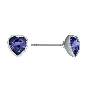 Radiance With Purple Swarovski Crystal Heart Stud Earrings