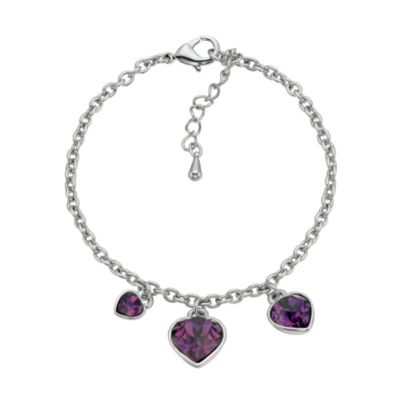 Radiance With Purple Swarovski Crystal Heart Charm BraceletRadiance With Purple Swarovski Crystal He