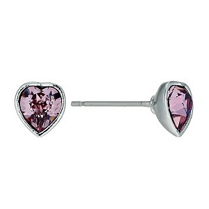 Radiance With Pink Swarovski Crystal Heart Stud Earrings