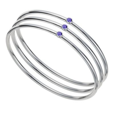 Radiance With Purple Swarovski Crystal Three Stacker Bangle - Product number 9725571