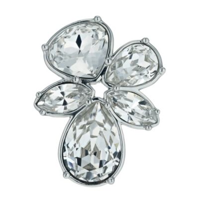 Radiance Rhodium Plated Crystal Flower Brooch