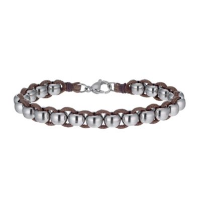 Stainless Steel & Brown Cord Bracelet - Product number 9726349
