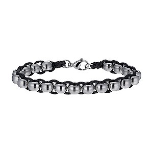 Stainless Steel & Black Cord Bracelet