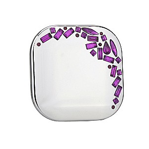 Square Purple Crystal Compact Mirror
