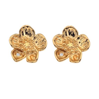 9ct yellow gold and sterling silver buttercup earrings - Product number 9727949