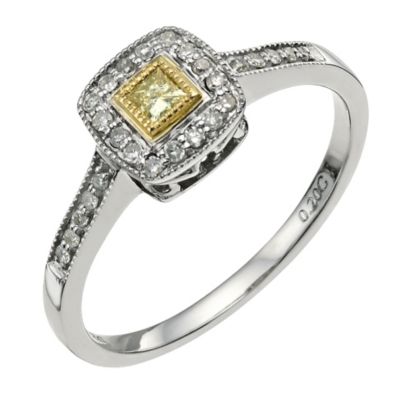 18 carat white & yellow gold 0.2 carat square diamond ring - Product number 9728899