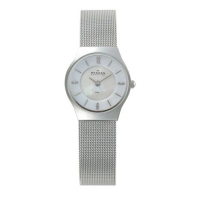 Skagen Ladies' White Dial Steel Mesh Bracelet Watch H. Samuel the
