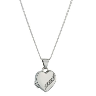 Silver & Diamond Heart Locket - Product number 9732853