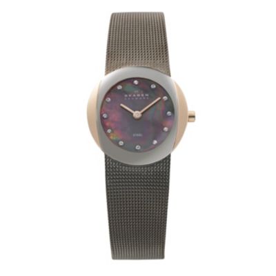 Skagen Ladies' Oval Dial Stone Set Mesh Bracelet Watch - Product number 9737456