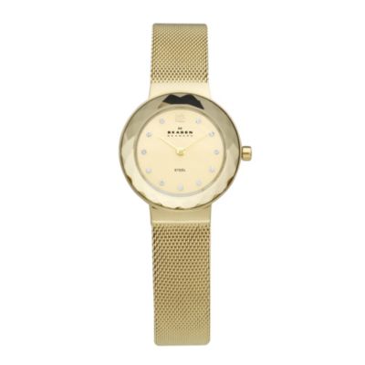 Skagen Ladies' Stone Set Gold Plated Mesh Bracelet Watch - Product number 9737502