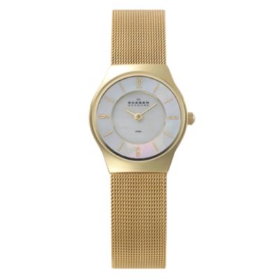 Skagen Ladies' Gold Plated Mesh Bracelet Watch - Product number 9737529