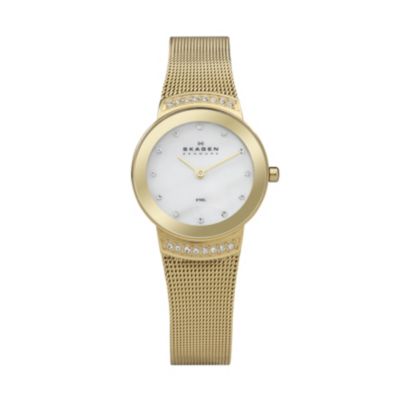Skagen Ladies'  Gold Plated Mesh Bracelet Watch - Product number 9737545