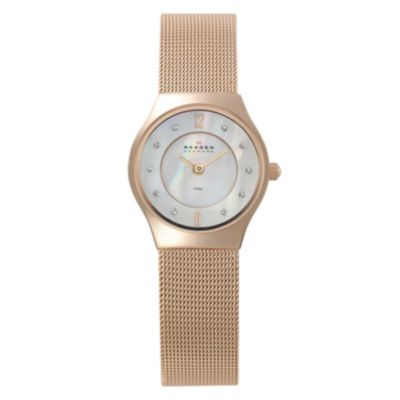 Skagen Ladies' Mother of Pearl Rose Gold Bracelet Watch - Product number 9737588