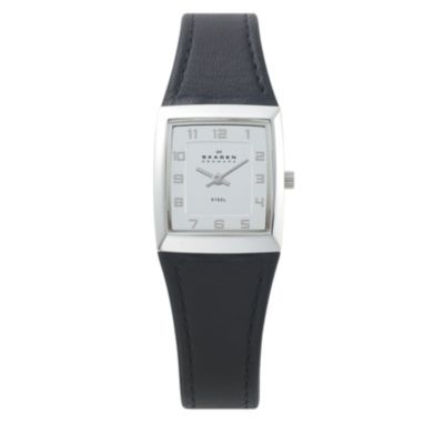 Skagen Ladies' Square Dial Black Leather Strap Watch - Product number 9737693