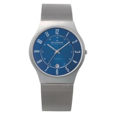 Skagen Men's Blue Dial Titanium Mesh Bracelet Watch - Product number 9737707