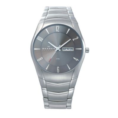 Skagen Men's Grey Dial Brushed Steel Bracelet Watch - Product number 9737898