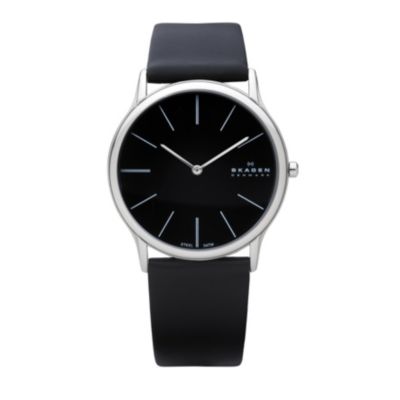 Skagen Men's Black Dial Black Leather Strap Watch - Product number 9738002
