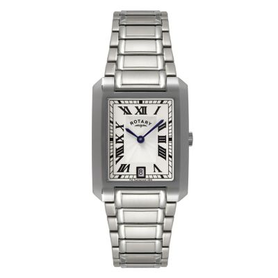 Rotary Men's Rectangular Dial Stainless Steel Bracelet Watch