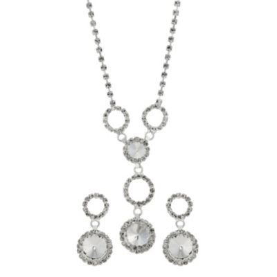 Crystal Drop Necklace & Earring Two Piece Set - Product number 9741577