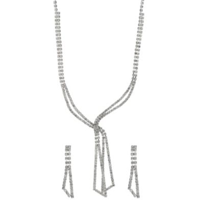 Crystal Tie Necklace & Earrings Two Piece Set - Product number 9741607