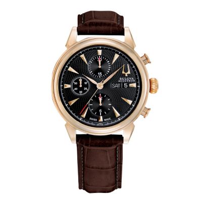 Bulova Acutron Gemini men's brown leather strap watch - Product number 9742433