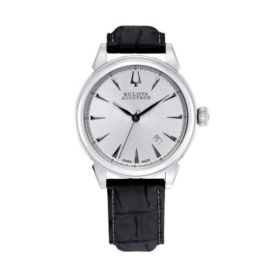 Bulova Accutron Gemini men's black leather strap watch - Product number 9742514