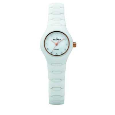 Skagen Ceramic Ladies' Rose Gold Plated White Bracelet Watch - Product number 9744258