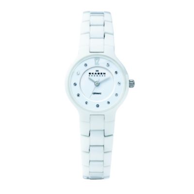 Skagen Ceramic Ladies' White Dial Stone Set Bracelet Watch - Product number 9744274