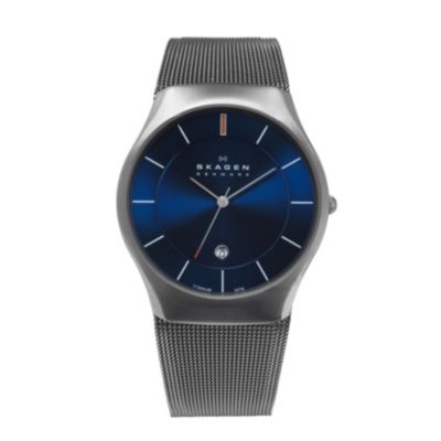 Skagen Men's Blue Dial Titanium Mesh Bracelet Watch - Product number 9744312