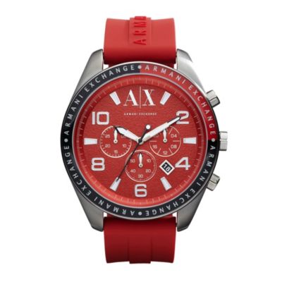 Armani Exchange Men's Red Silicone Strap Watch - Product number 9749276