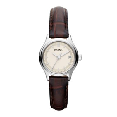 Fossil Men's Eggshell Dial Brown Strap Watch - Product number 9749314