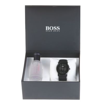 Hugo Boss men's black ion-plated watch and fragrance set - Product number 9751866