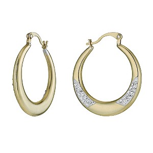 Together Bonded Silver & 9ct Gold Crystal Creole Earrings