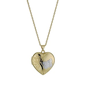 Together Bonded Silver & 9ct Gold Diamond Cut Heart Locket