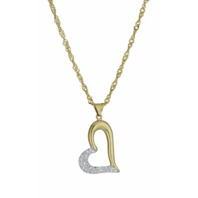 Together Bonded Silver & 9ct Gold Crystal Open Heart PendantTogether Bonded Silver & 9ct Gold Crysta