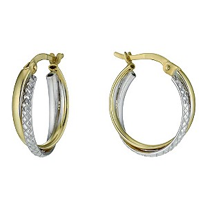Together Bonded Diamond Cut Double Creole EarringsTogether Bonded Diamond Cut Double Creole Earrings