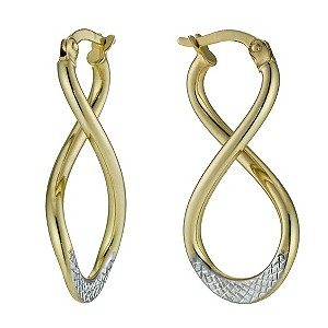 Together Bonded Diamond Cut Figure Of Eight Creole Earrings