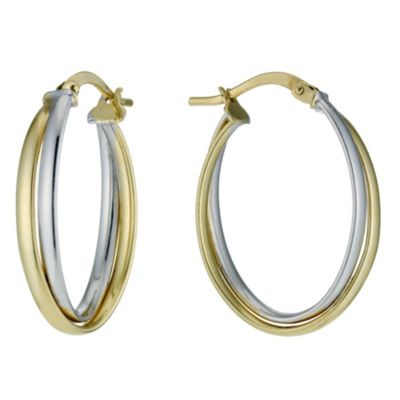Together Bonded Silver & 9ct Gold Double Creole Earrings