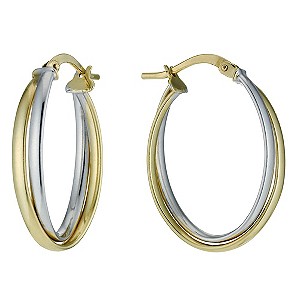 Together Bonded Silver & 9ct Gold Double Creole Earrings