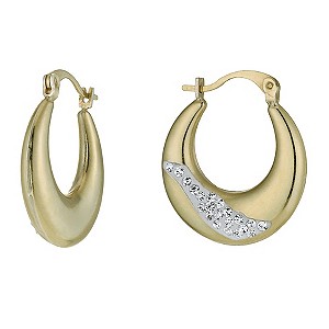 Together Bonded Silver & 9ct Gold Crystal Creole Earrings
