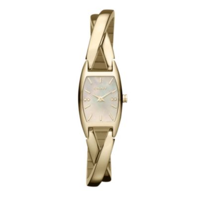 DKNY Ladies' Gold Plated Crossover Bracelet Watch