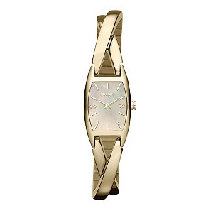 DKNY Ladies' Gold Plated Crossover Bracelet Watch