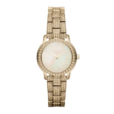 DKNY Ladies' Gold Plated Stone Set Bracelet Watch - Product number 9763449