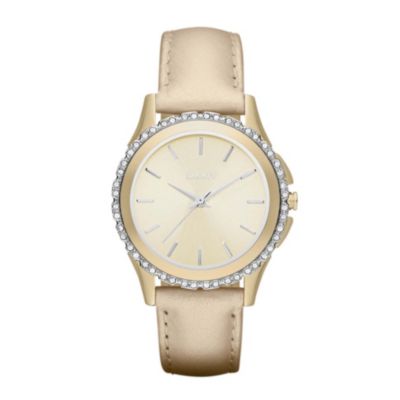 DKNY Ladies' Gold Plated Champagne Strap Watch