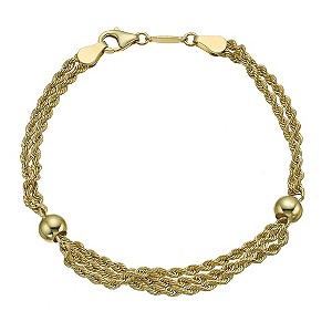 Together Bonded Silver & 9ct Gold Multi Rope Ball Bracelet