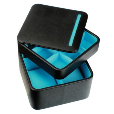Black & turquoise watch & cufflink accessory box - Product number 9774718