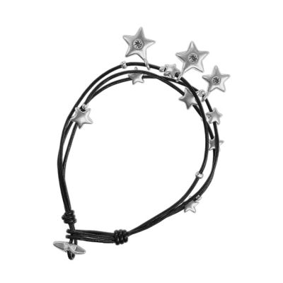 Pilgrim Black Bracelet with Silver-Plated Stars