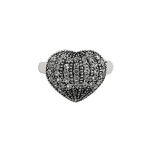 Pilgrim Silver-Plated Crystal Heart Ring