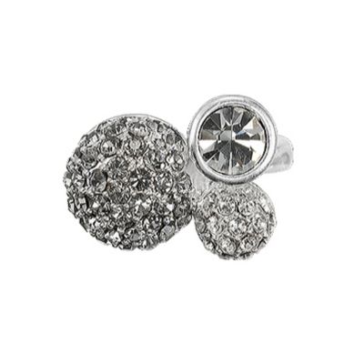 Pilgrim Silver-Plated Triple Crystal Ball Ring