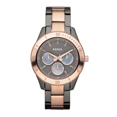 Fossil Ladies' Smoke Grey & Rose Gold Plated Bracelet Watch - Product number 9790829